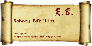 Rohony Bálint névjegykártya