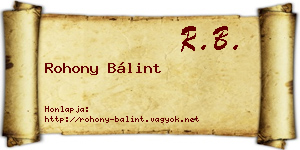 Rohony Bálint névjegykártya